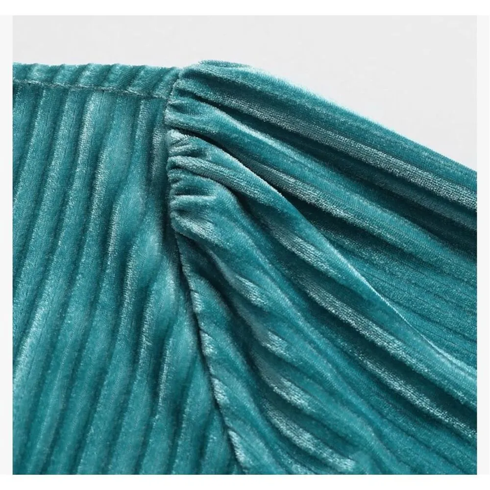 NEW Velvet Ribbed Wrap Dress Mini Dress XL NO BELT - Image 6