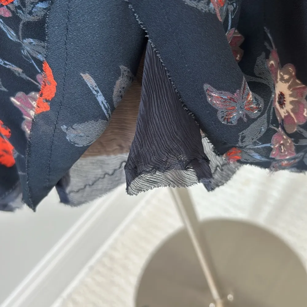 Free People Navy Floral Georgette Smocked Tunic - Image 9