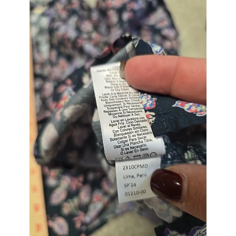 NATION LTD Pima Cotton Rosanna Floral Print Puff Sleeve Blouse in Midsummer Sz L - Image 11