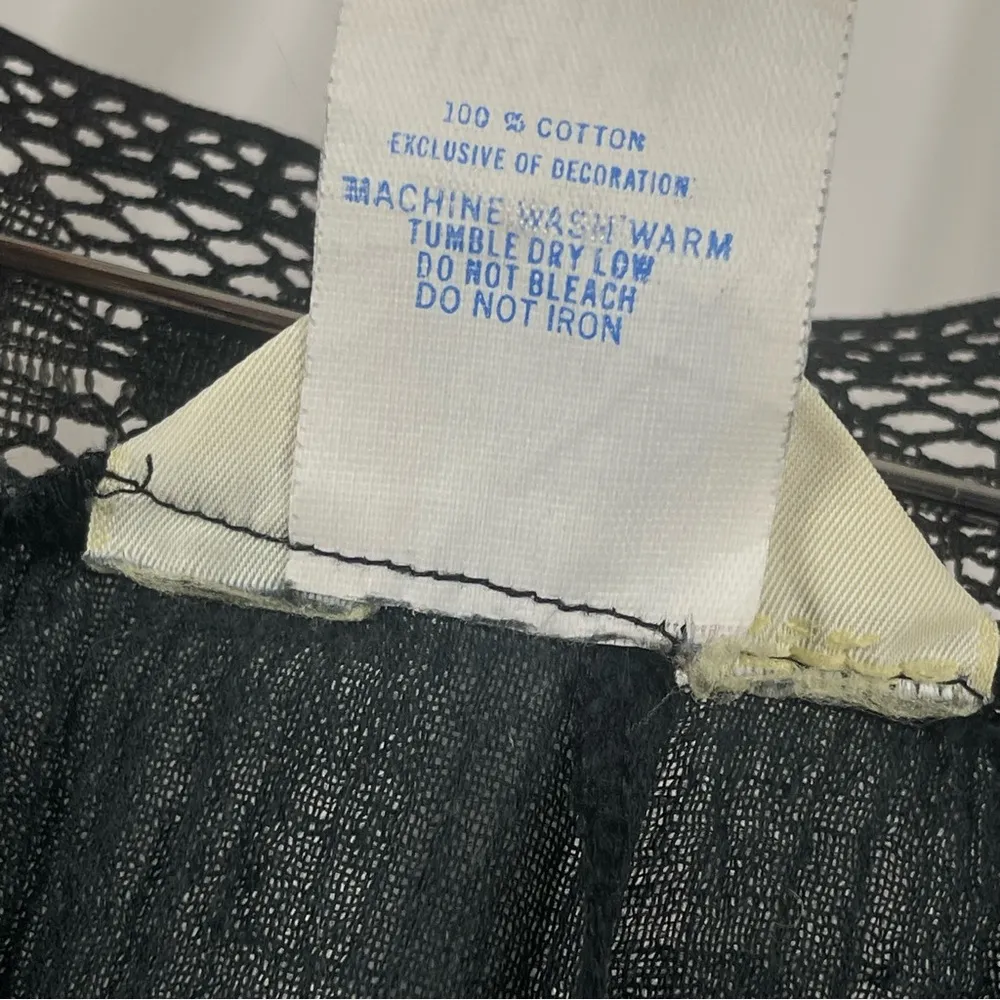 Vintage Sears Large 70's Muslin Lace Cottagecore Tiered Ruffle Maxi Dress Boho Black - Image 7