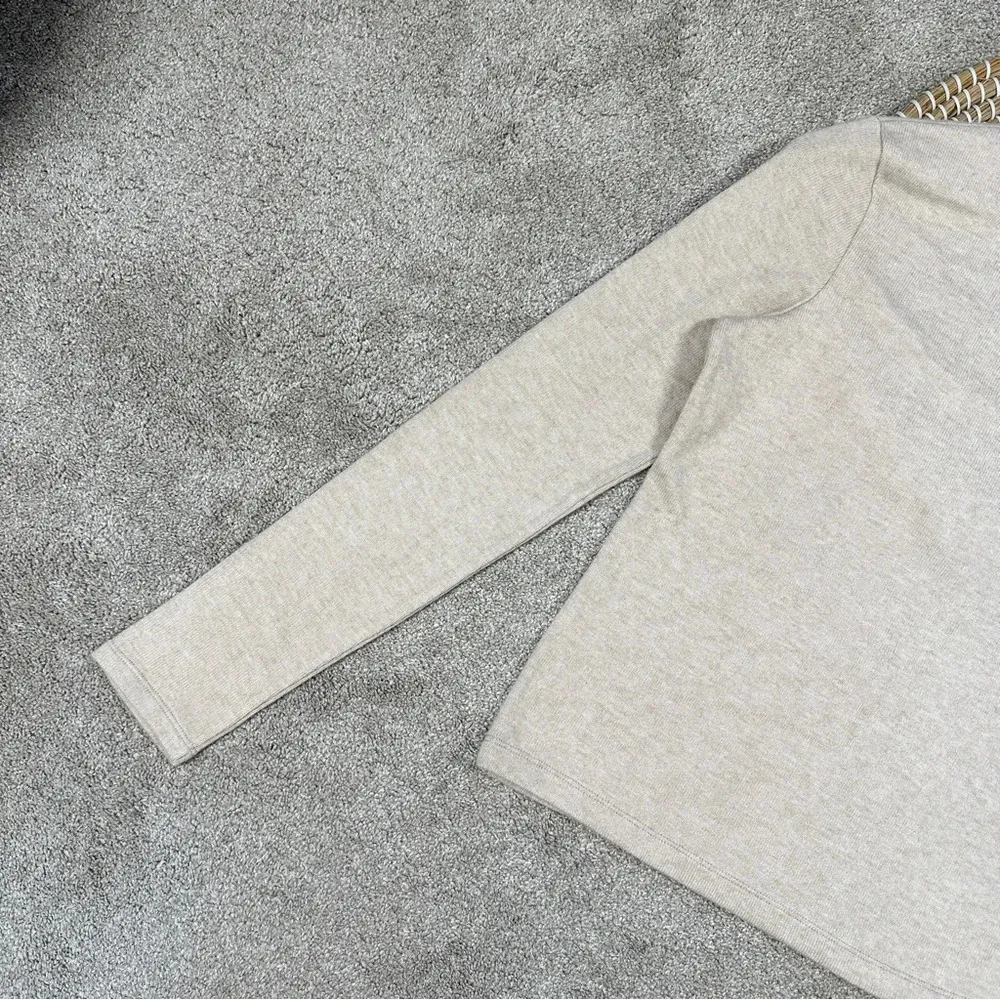 Vince Half Zip Mock Neck Longsleeve Sweater Soft Jersey Knit in Heather Oak M - Image 12