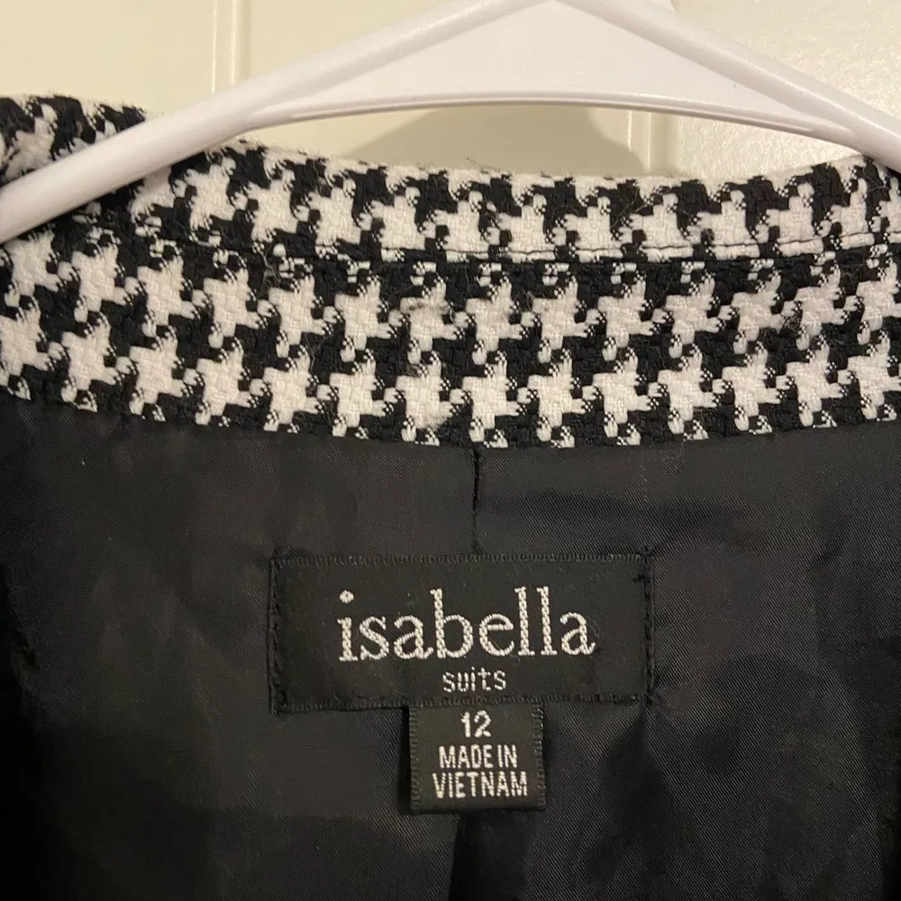 EUC Isabella suits women’s black white gingham plaid button front jacket coat 12 - Image 3