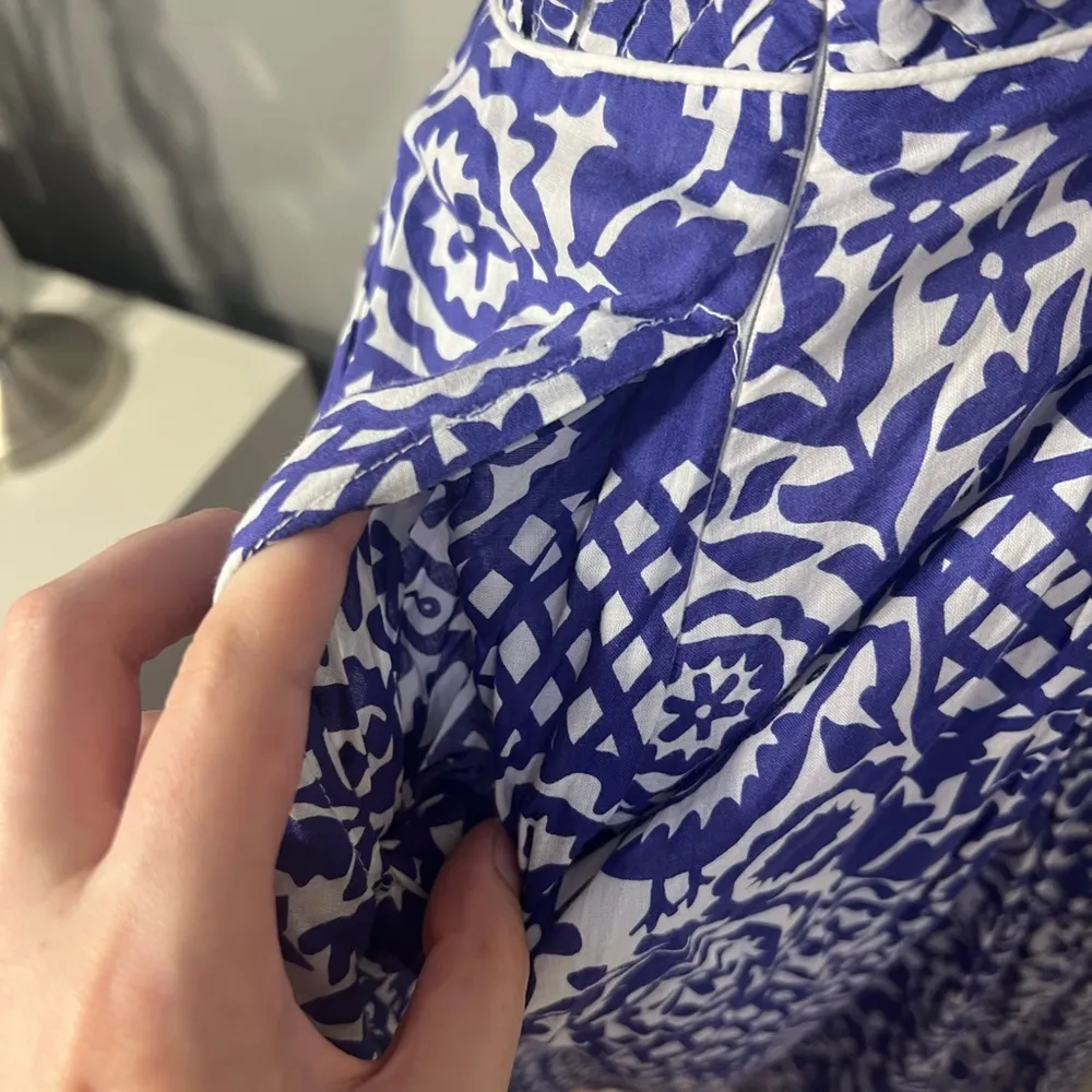 Tory Burch White and Blue Print Tank Mini Dress Size 2 - Cotton Voile Sundress - Image 3