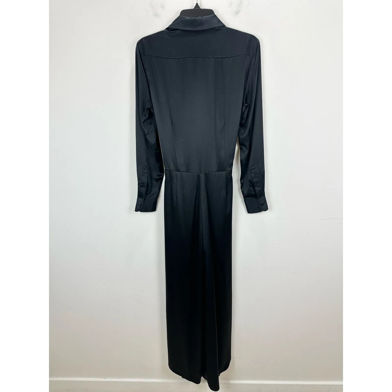 Polo Ralph Lauren Alai Silk Wrap Jumpsuit Long Sleeve Formal Evening Black US 4 - Image 6