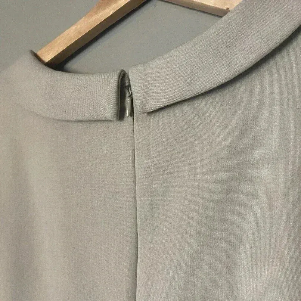 Adrienne Vittadini Neutral Sheath Dress Size 10 Beige Short Sleeve Minimalist - Image 5