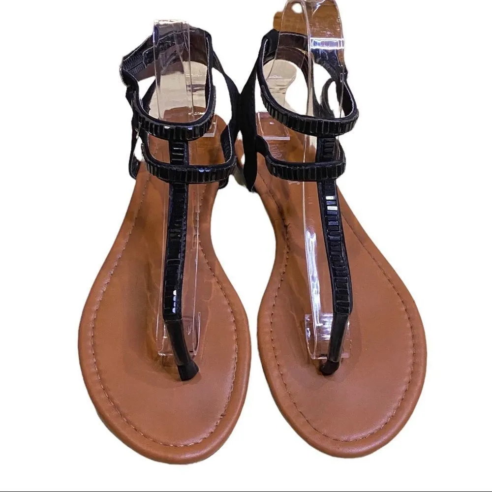 🎈Olivia Miller Double Strap Sandals Black Bling Size 8 - Image 2