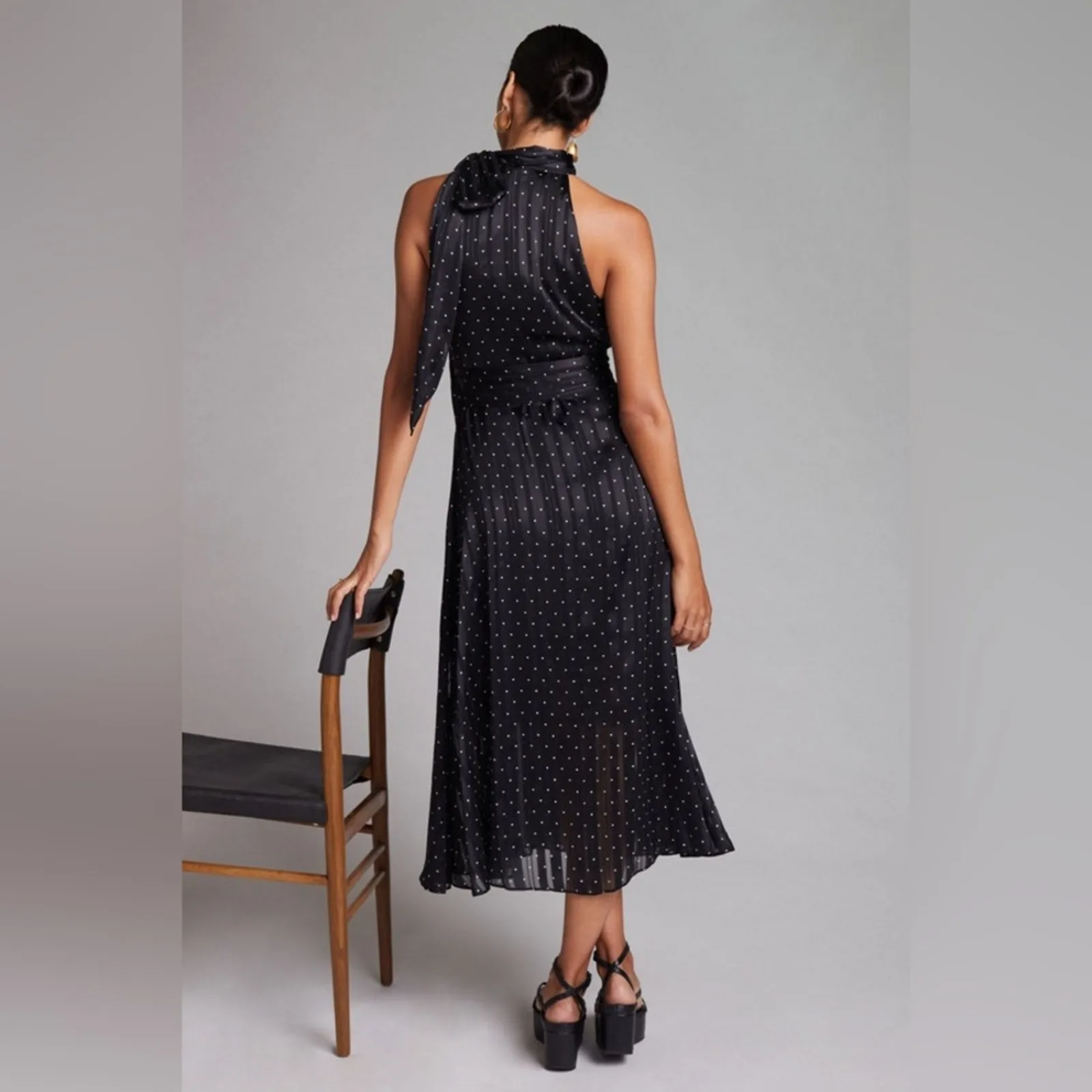 Sachin & Babi for Anthropologie polka dot halter tie flowy midi dress 14 - Image 7