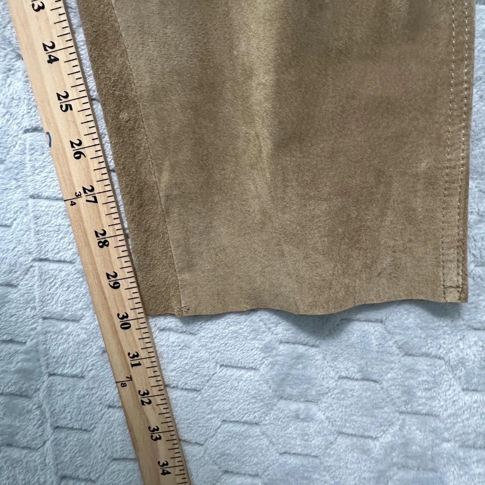 Vtg Pia Rucci Women Suede Leather Straight Leg Pants 6 Tan Festival Minimalist - Image 9