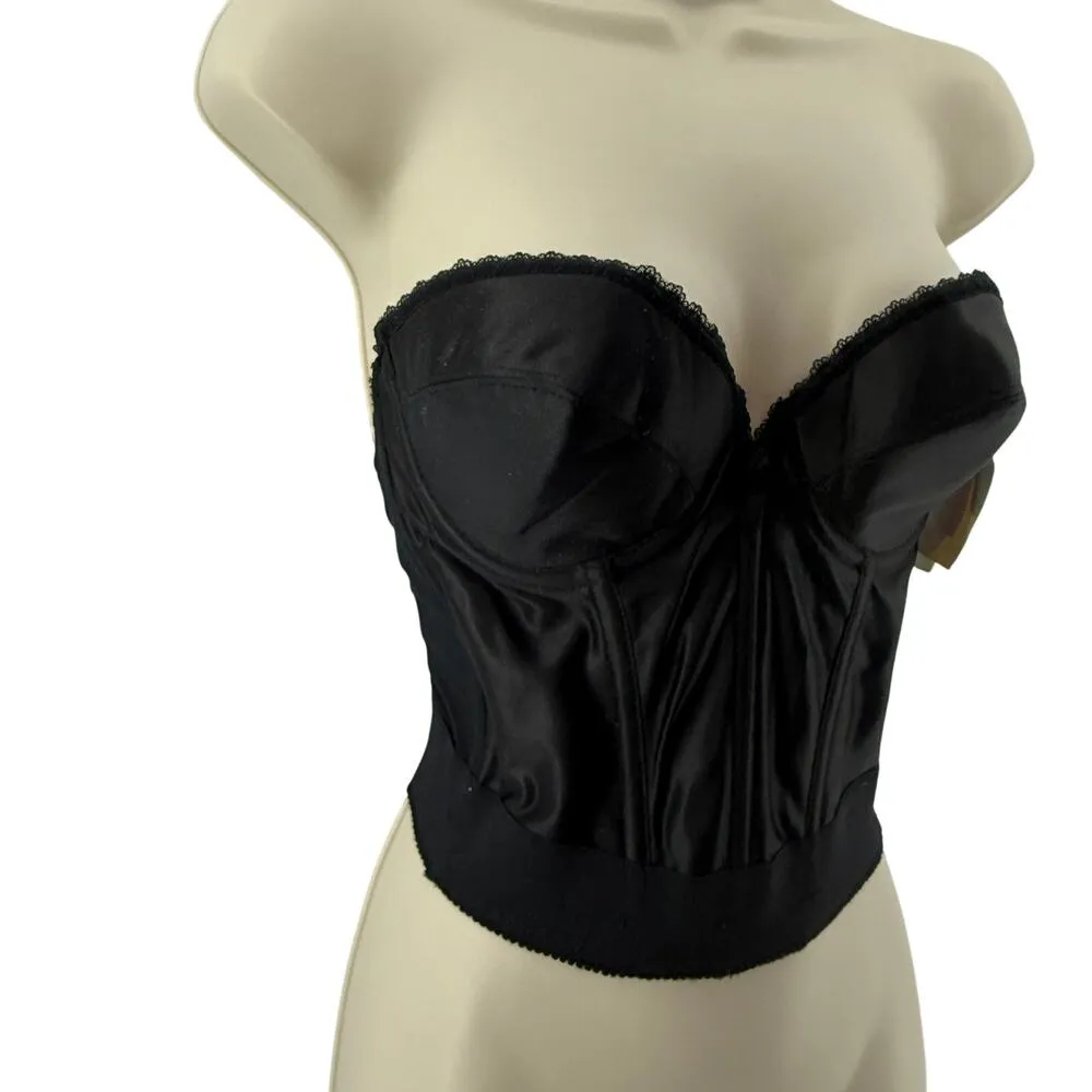 Vintage Backless by Smoothie Longline Bra Size 36B Black Corset Top Glam Rock - Image 2