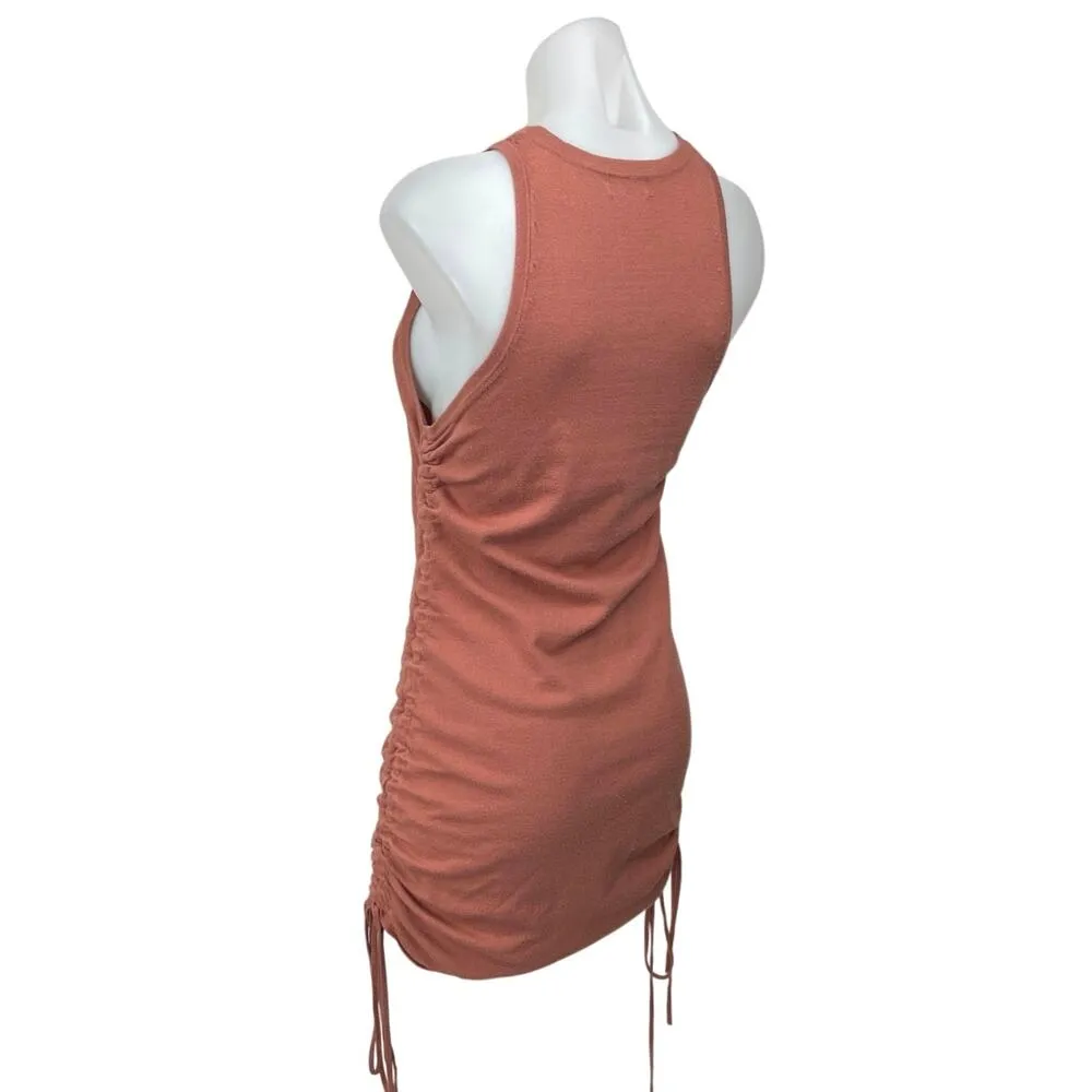 525 Brown Knit Sleeveless Ruched Cami Camisole Mini Tank Sweater Dress Size S Pink - Image 2