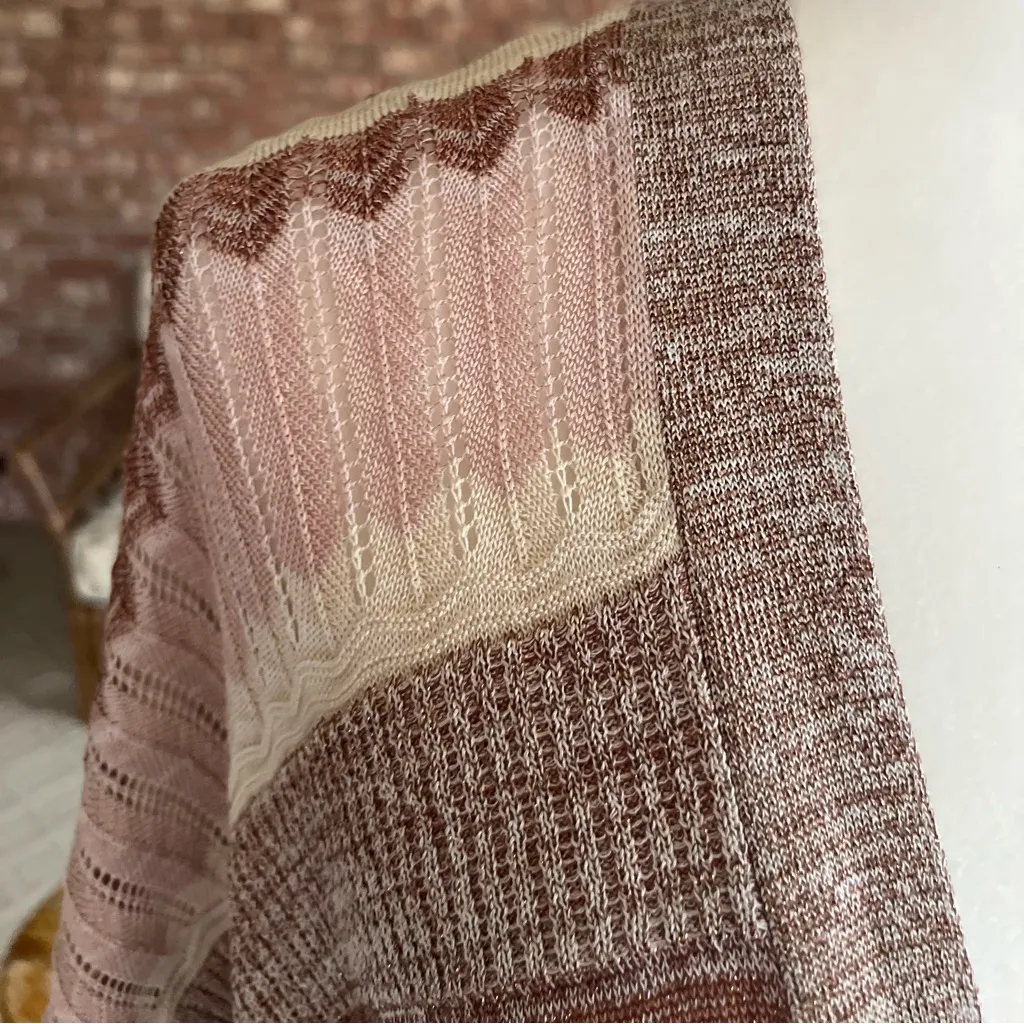 Chico’s Cardigan Ruana Wrap Pink Multi Textured Striped Kimono Sleeve S/M - Image 5