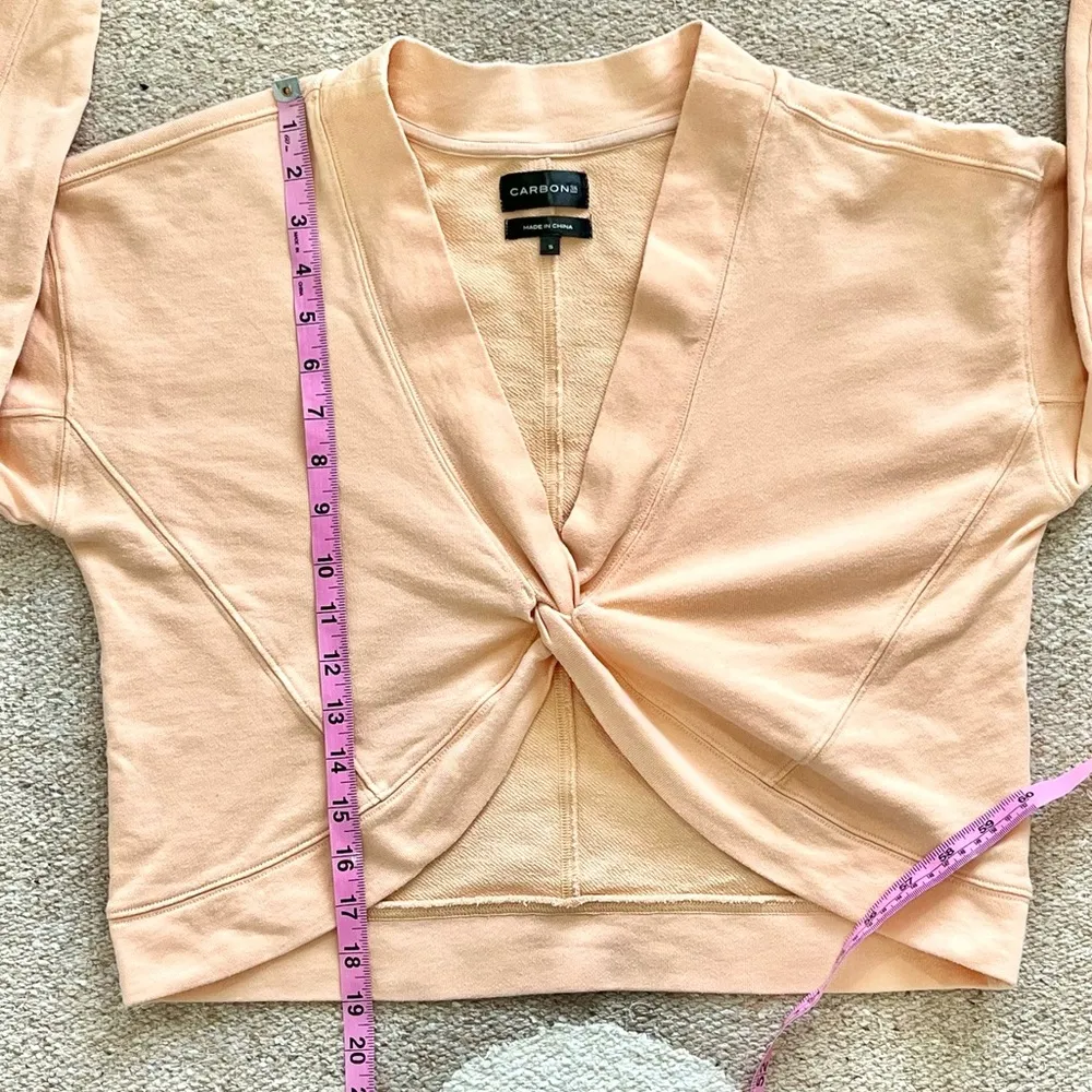 Carbon38 Peach Twist Front Cropped Terry Sweatshirt Small - Image 4
