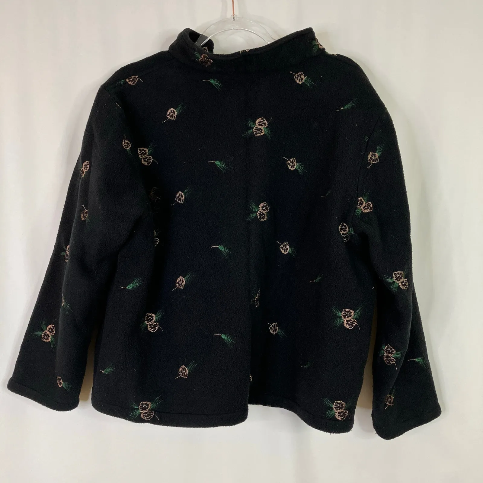 Woolrich | Fleece Zip Up Sweatshirt Pine Cone Embroidery Polartec Womens XL - Image 6