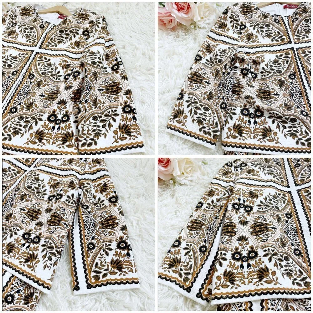 MAX MARA STUDIO Berto Suit Set (Dress+Matching Jacket) Moroccan-Tile Print US 6 - Image 3