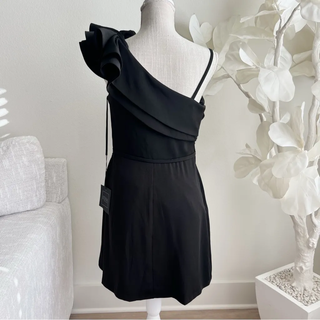 Mac Duggal Black One Shoulder Ruffle Minidress - Image 6