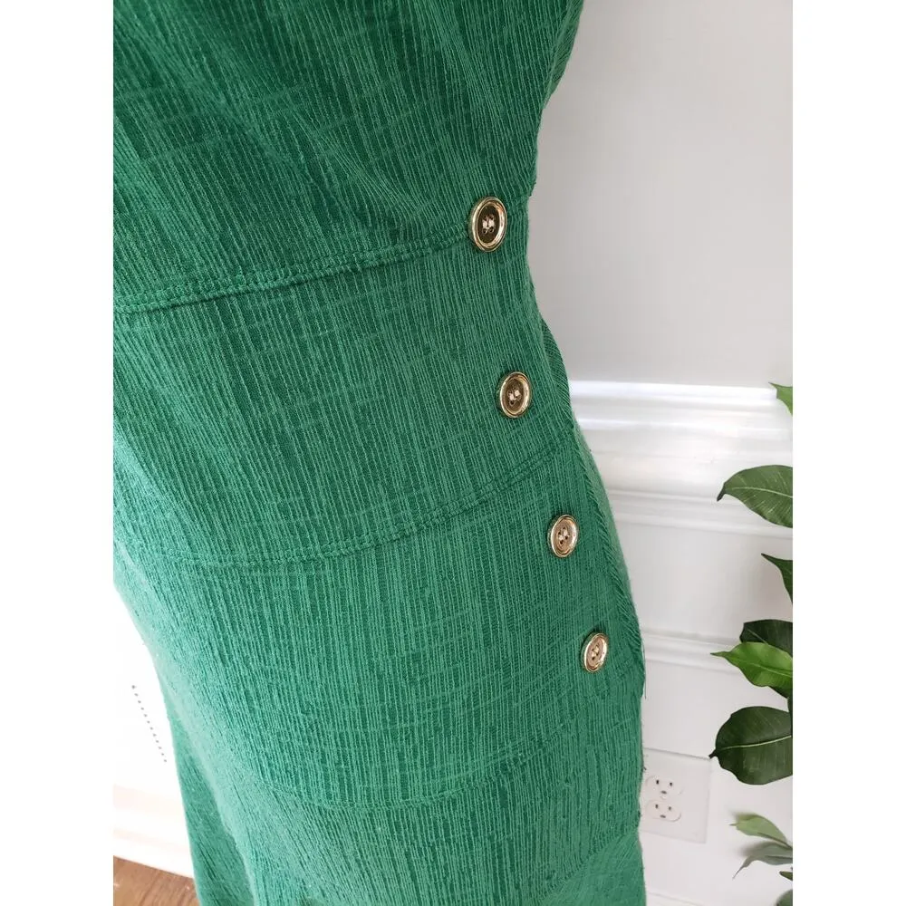 Enfocus Studio Fit & Flare Dress Womens Size 12 Green Sleeveless Button Detail - Image 11