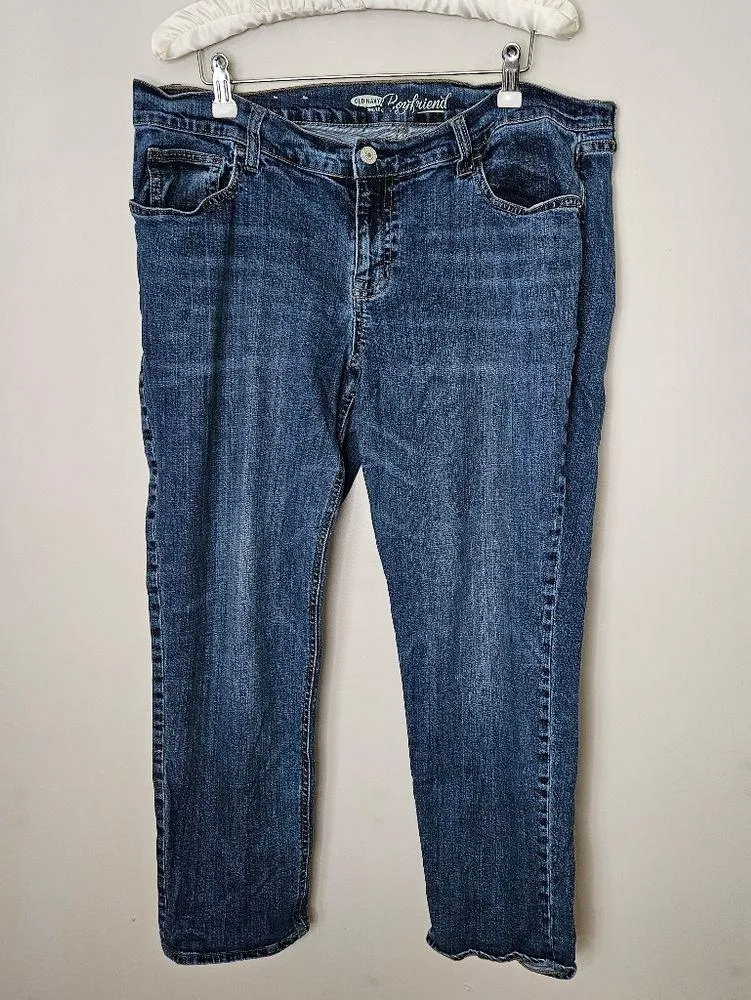 Old Navy Blue Jeans Boyfriend Comfy Straight Cropped Casual Neutral Classic - Image 12