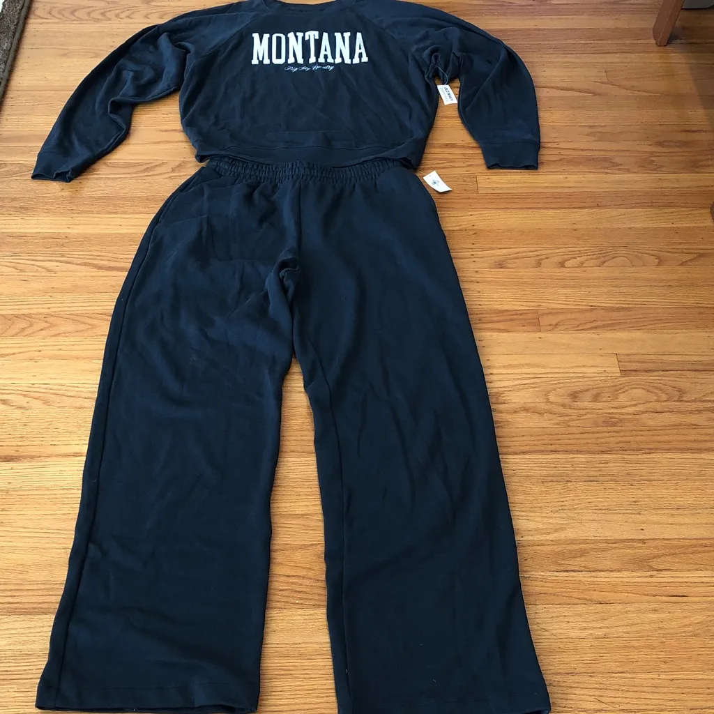 Old Navy Blue Wide Leg So Comfy Lounge Pants& Sweater set, Medium TALL - Image 2