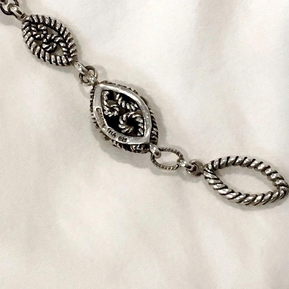 BARSE Oxidized Sterling Silver Rope Oval Link Toggle Bracelet - Image 3