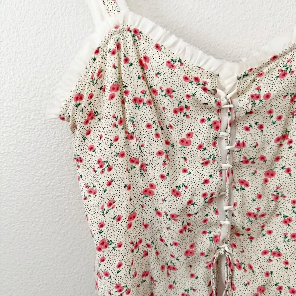 ASTR THE LABEL x NORDSTROM | Cream Pink Ruffle Tank Corset Lace Style | Size XL - Image 4