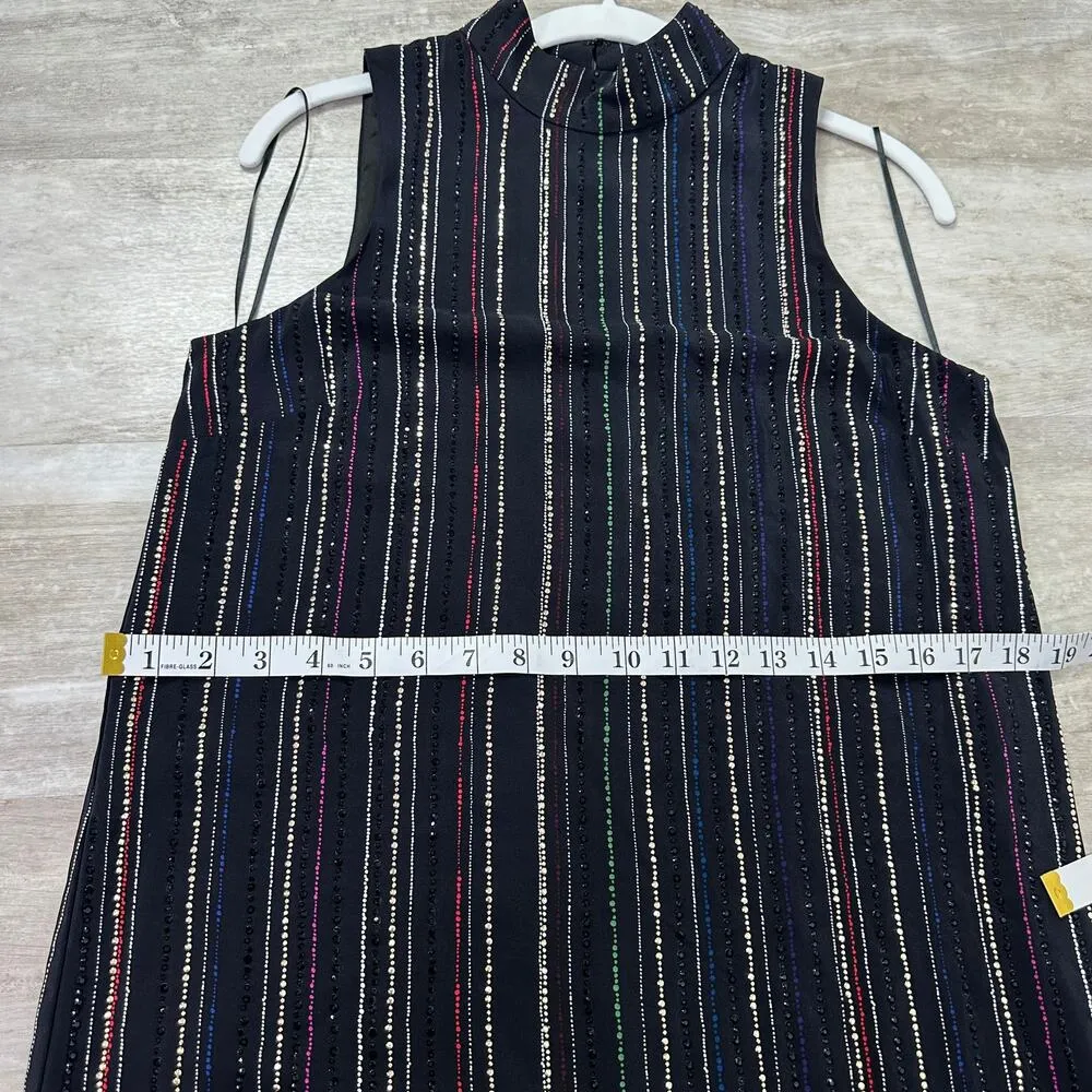 Trina Turk Logan Dress Mini Sleeveless Embellished Rainbow Stripe Size 2 - Image 9