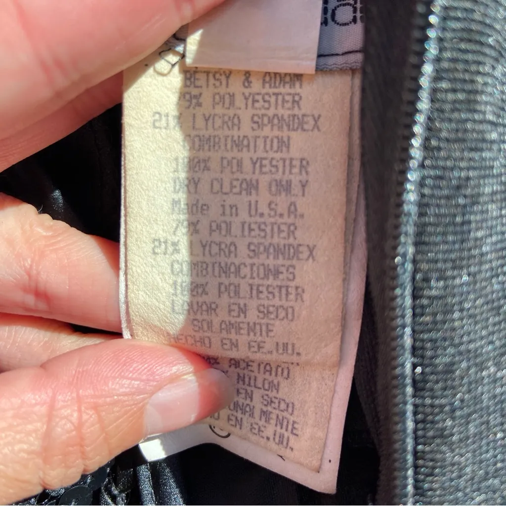 Vintage 90s Solid Black Full Length Sequin Prom Dress - Image 5