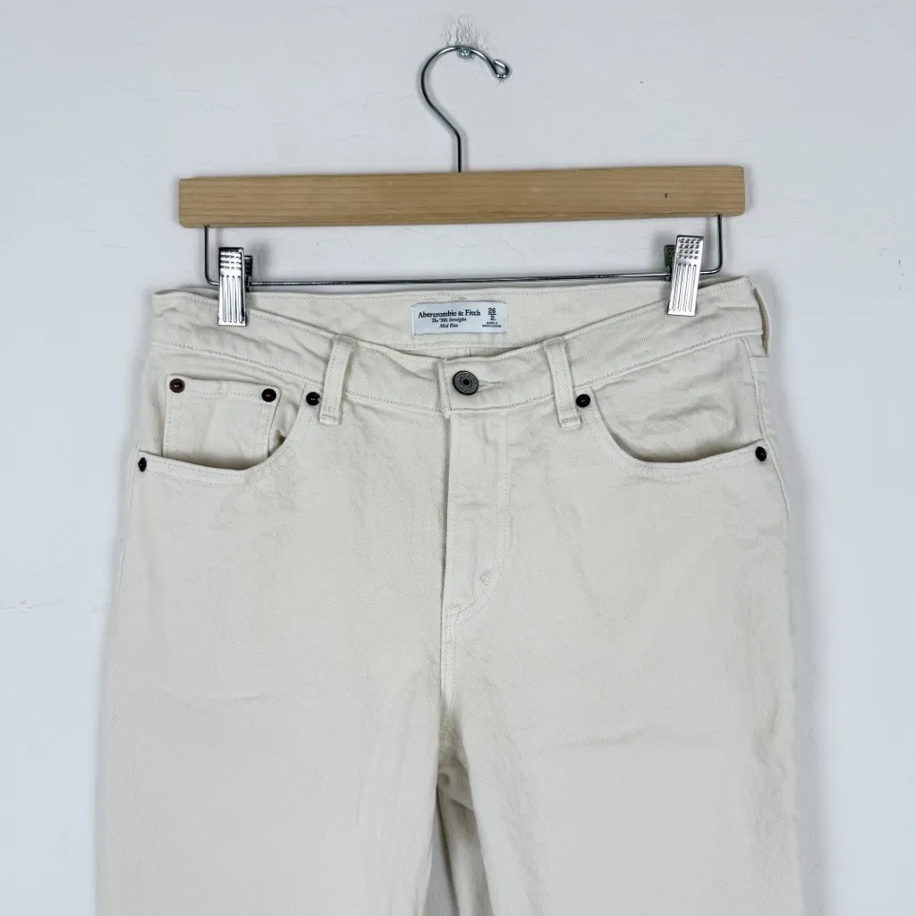 ABERCROMBIE & FITCH Mid‎ Rise 90s Straight Jean in Bone - Image 4