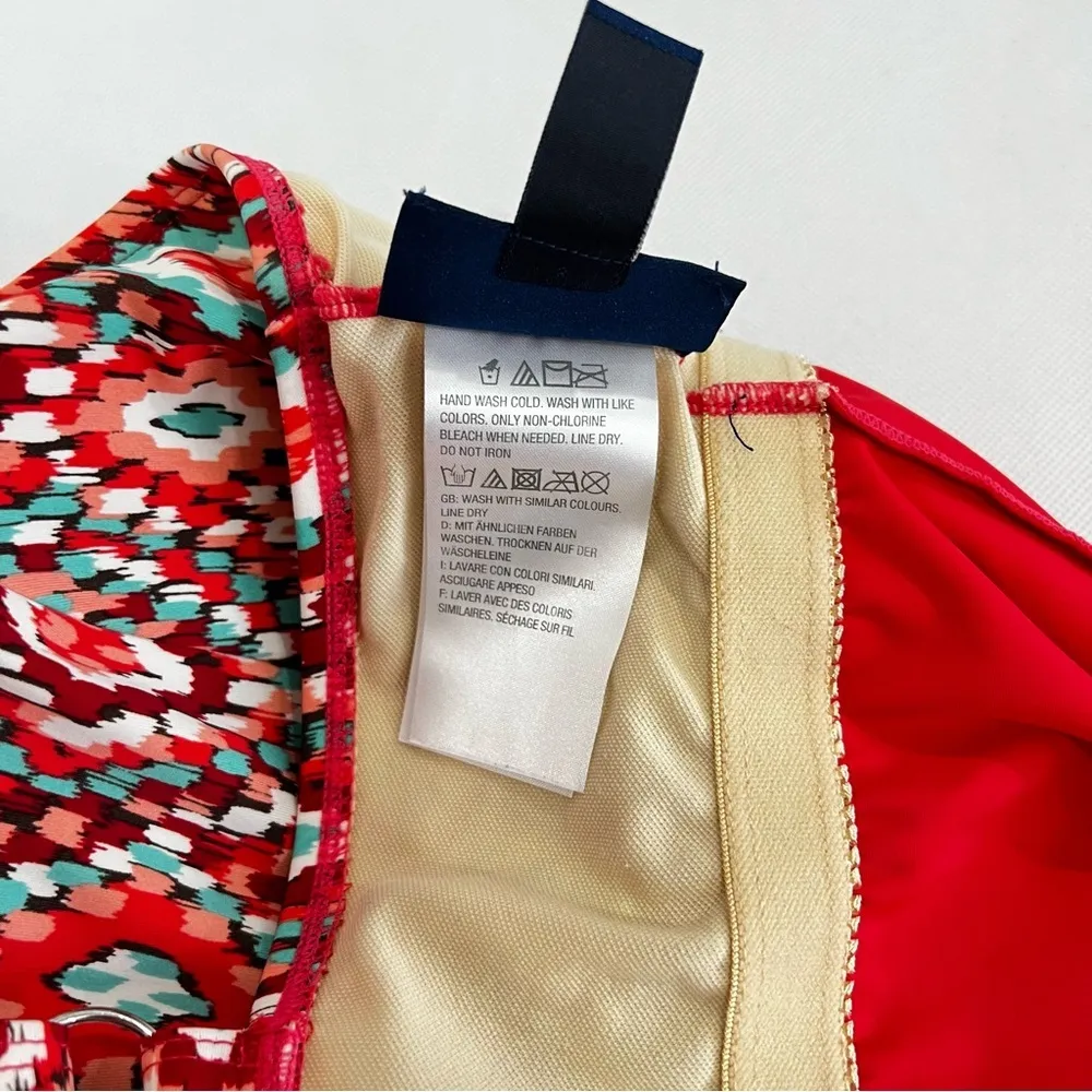 D & Co Beach Swimwear tankini Size 12 Aztec Print Multicolored Red Tankini Top - Image 11