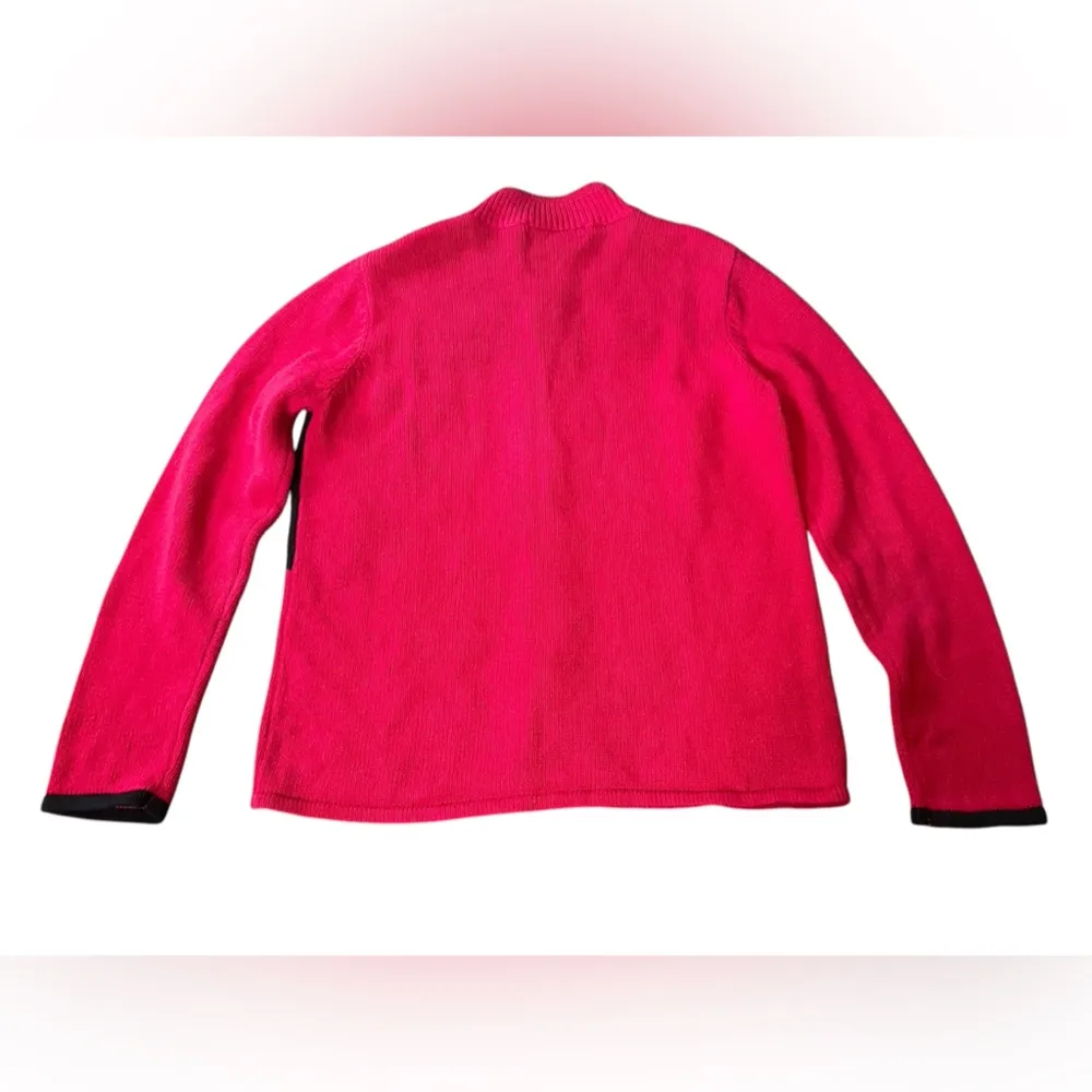 Tiara International Christmas Patchwork Embroidered Holiday Zip Up Knit Sweater - Image 5