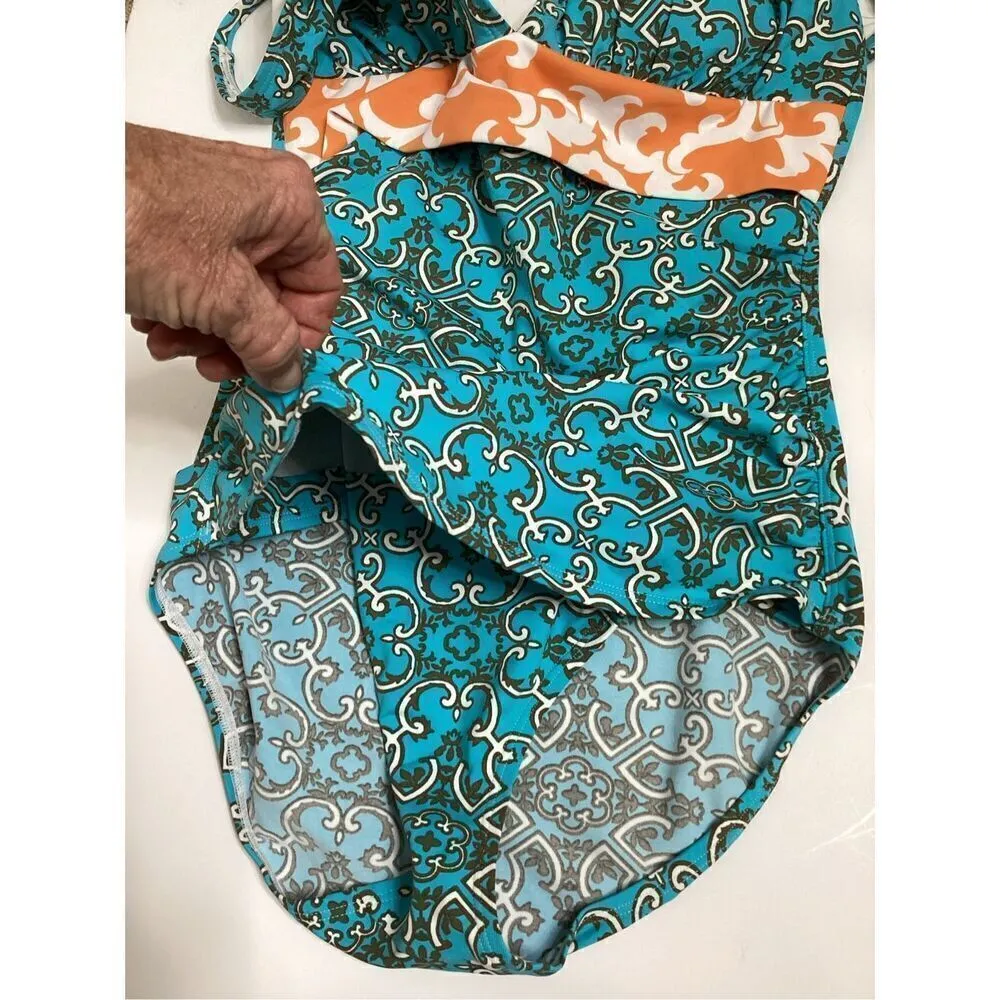 New. Tommy Bahama aqua and orange one piece swimsuit. Small. Retails $178 - Image 10