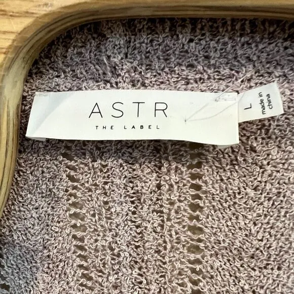 ASTR The Label Womes Sweaterl Large Lavender Wrap Front Pointelle‎ Knit V - Image 2