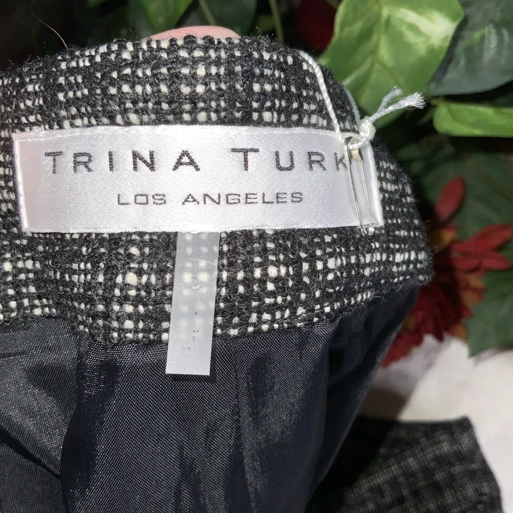 Trina Turk Black & White Tweed Career Pencil Skirt L NWT - Image 7