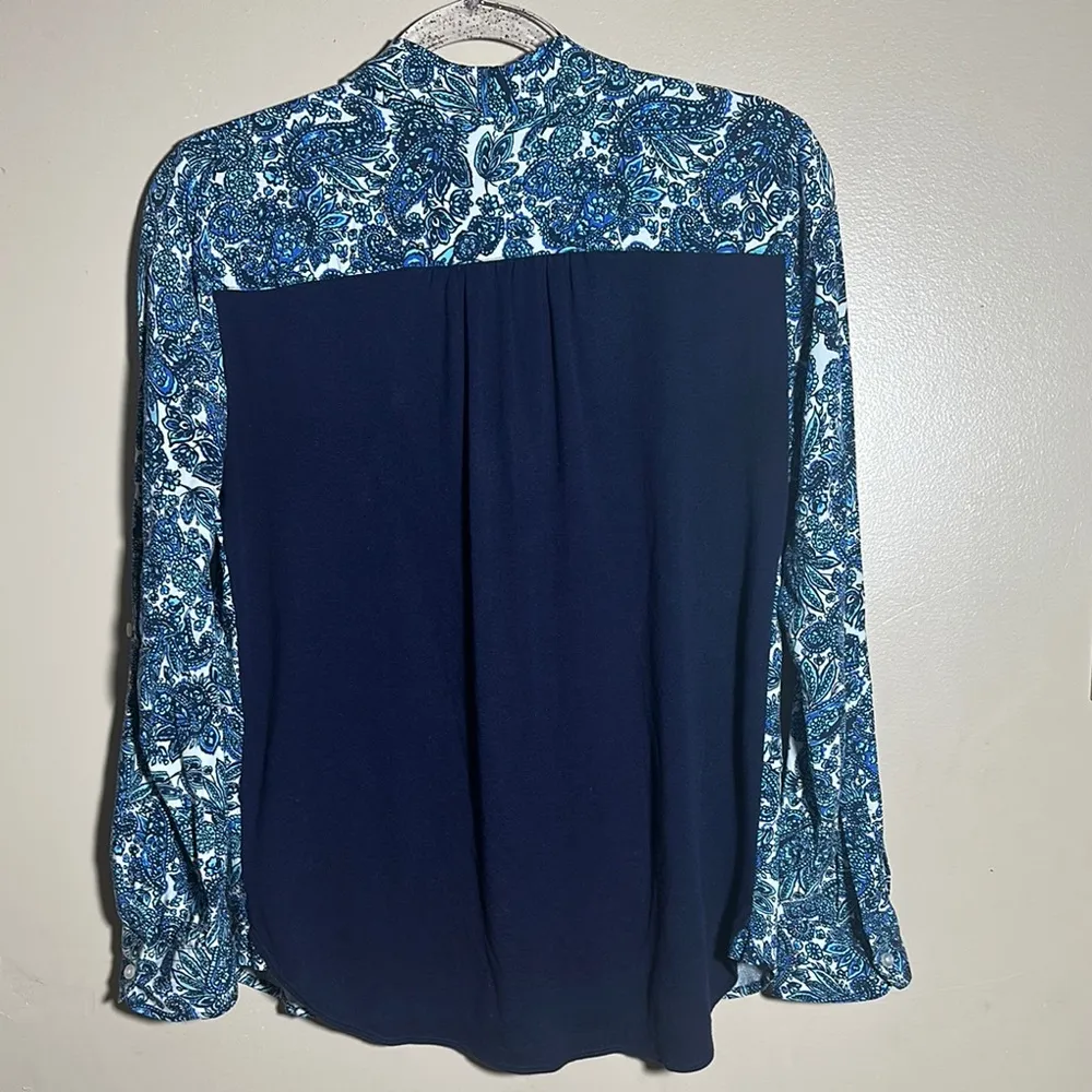 Talbots‎ Blue White Paisley Button-Up Shirt | P - Image 5