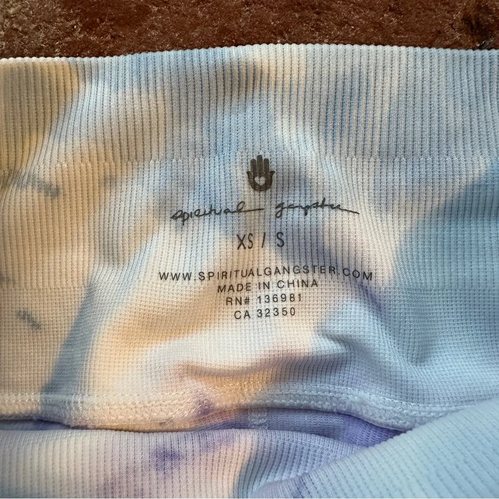 Spiritual Gangster Pink and Blue Tie-Dye Love Sculpt Ribbed leggings size XS/S - Image 4