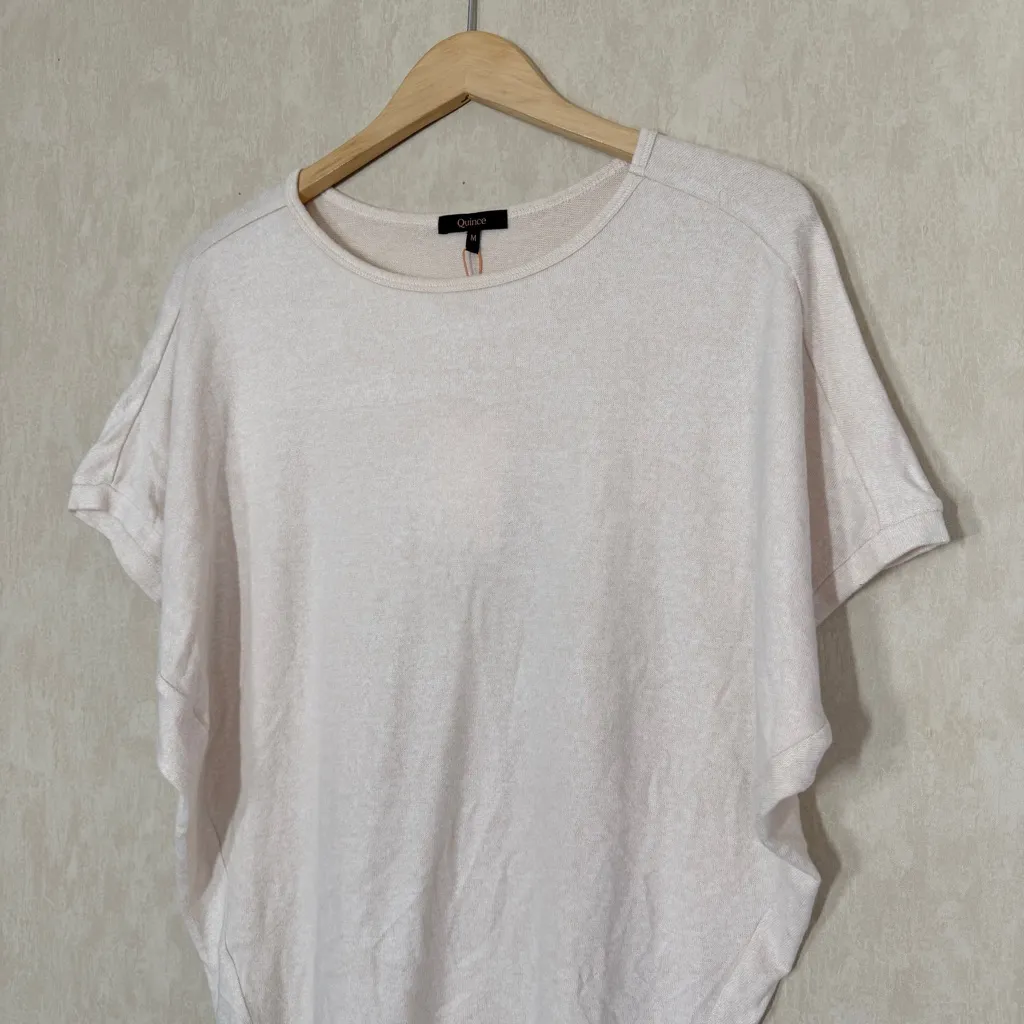 NWT Quince Women’s Brushed Short Sleeve Lounge Tee in Heather Oatmeal M - Image 4