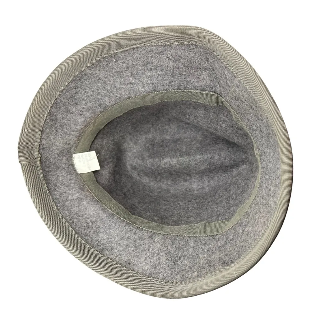 Vintage cloche wool gray bucket hat winter fall bow trim casual outdoor retro - Image 6