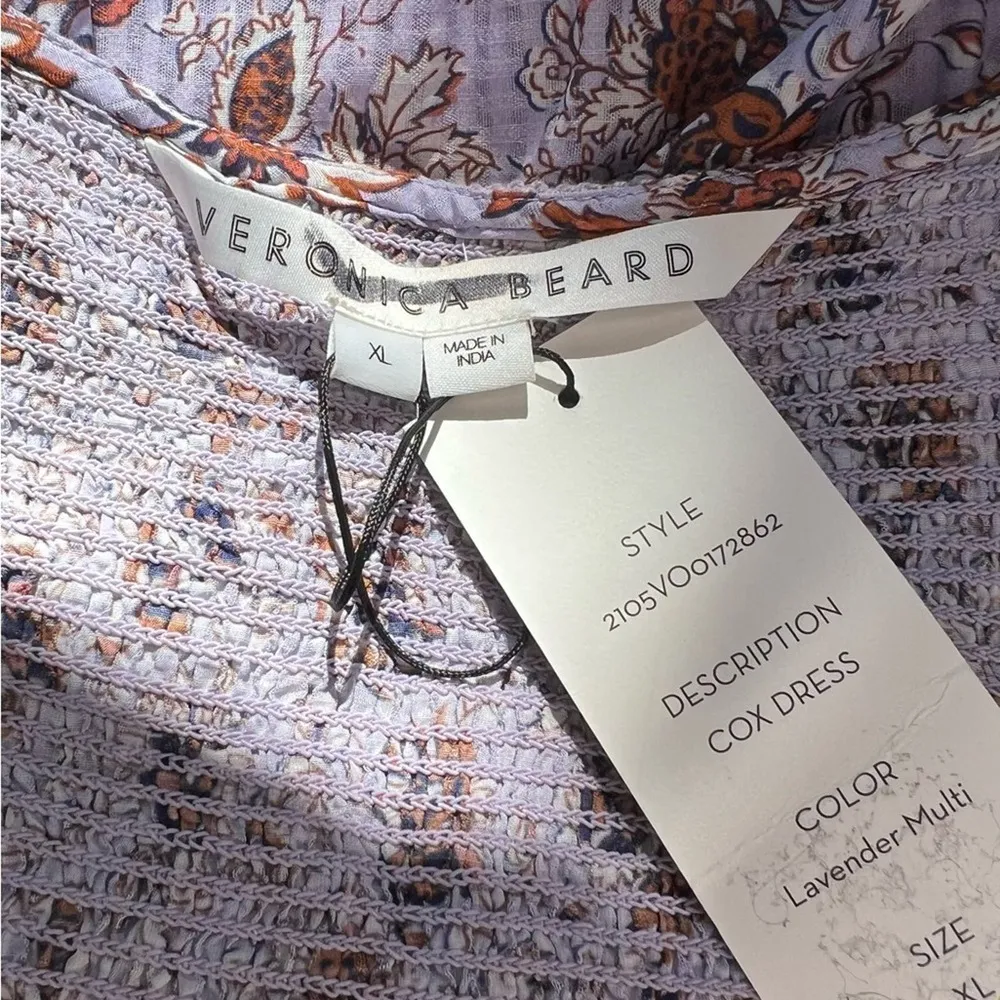 Veronica Beard Cox Lavender Floral Print Sleeveless V-Neck Smocked Mini Dress XL - Image 5