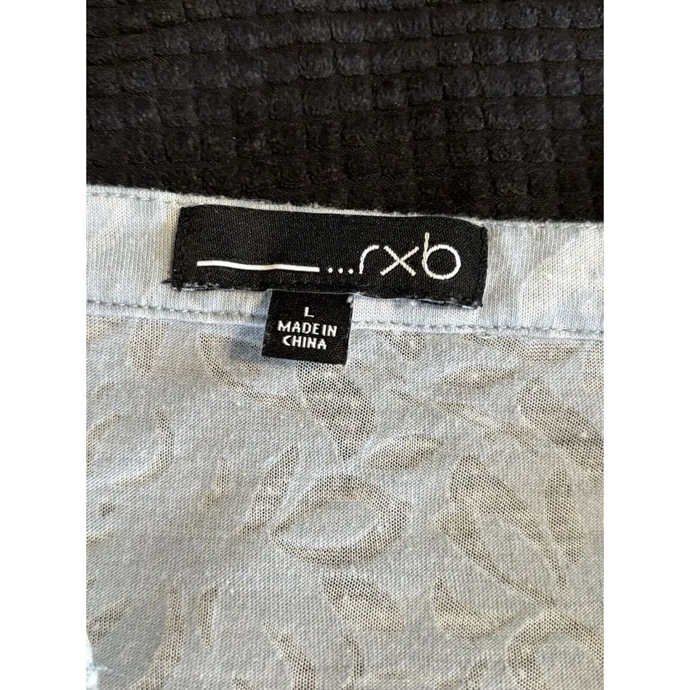 RXB Light Blue Floral Imprint Long Sleeve Shirt V Neck‎ Size Large High/Low - Image 5