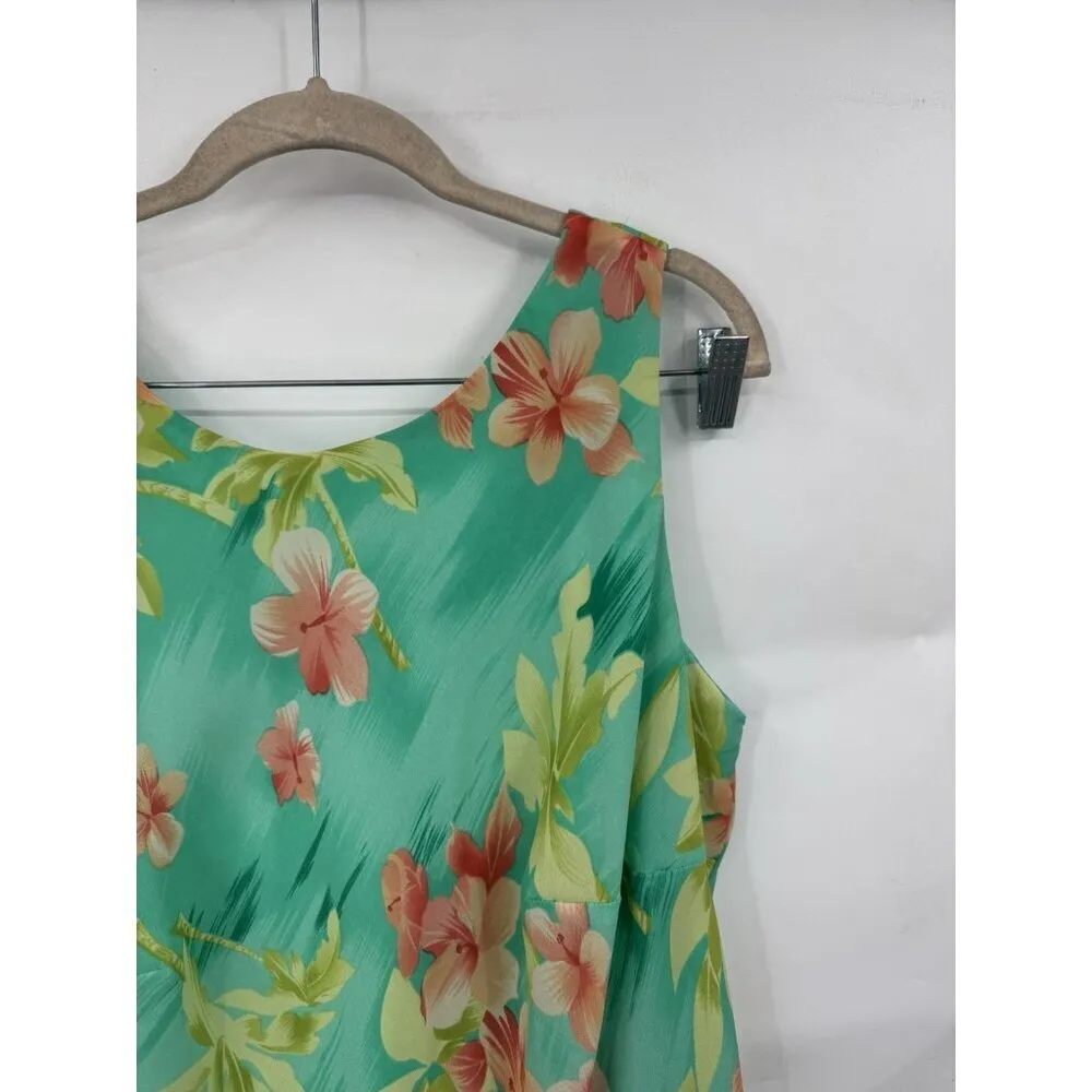 KSL VTG Topical Floral Dress‎ Women 14W Mint Vacation Resortwear Fairy Whimsical Green Size 14 - Image 4