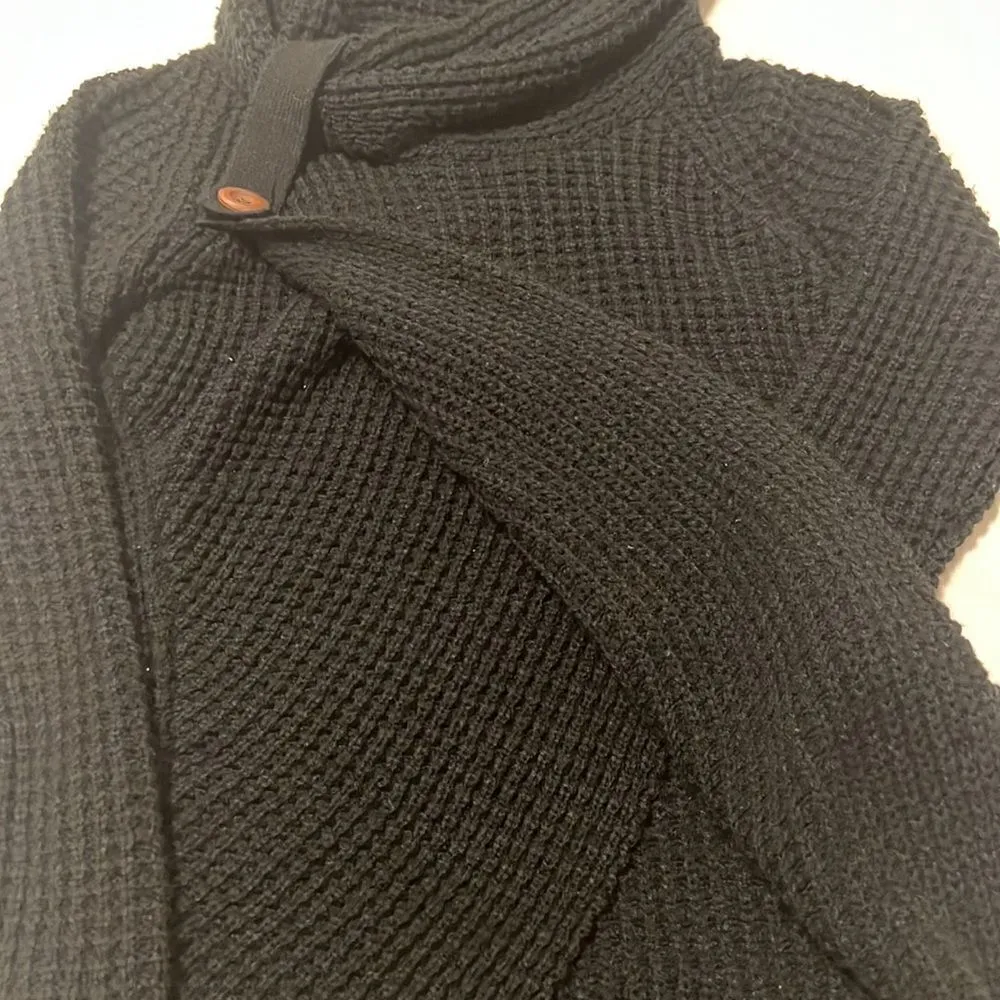 Black size S pullover button accent cowl neck sweater no fading or pilling EUC - Image 3