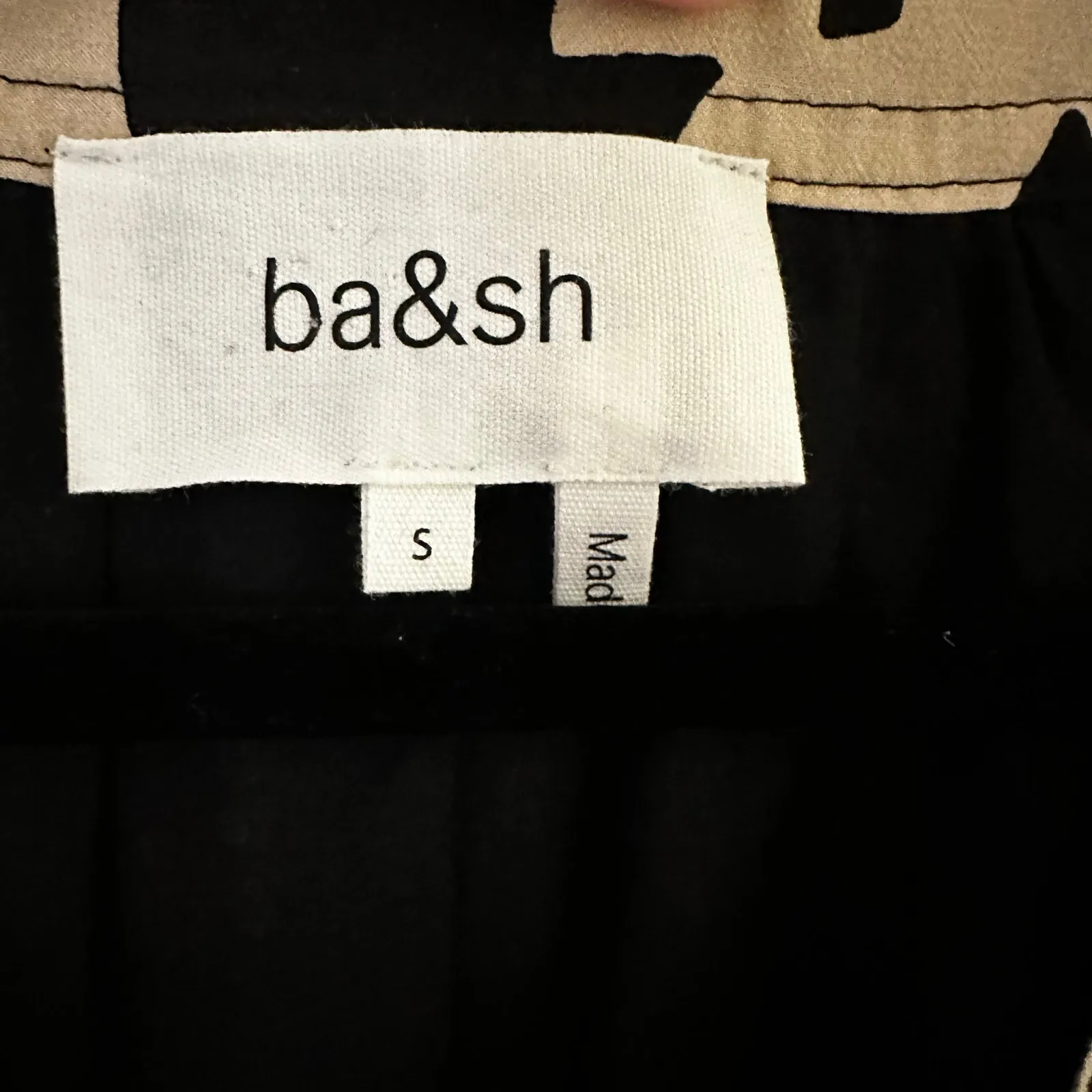 BA&SH Pulse Printed Split Neck Mini Dress In Black - Image 5