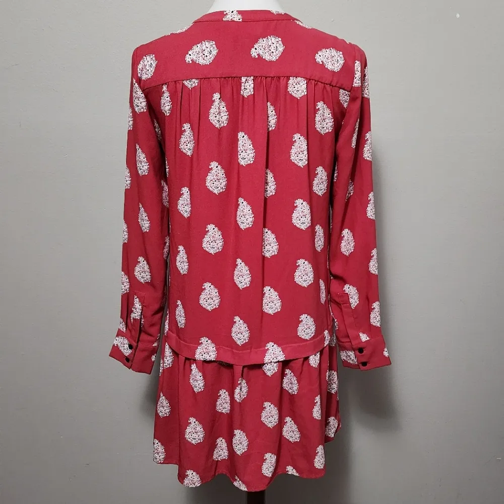 Loft Outlet pink paisley drop waist shift dress size xs - Image 5