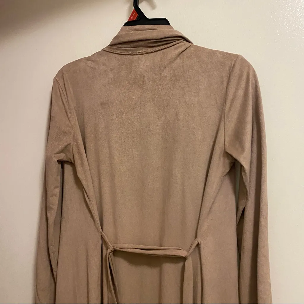 Windsor Womens Tan Beige Faux Suese Thin Long Cardigan Sweater With Belt S Small - Image 7