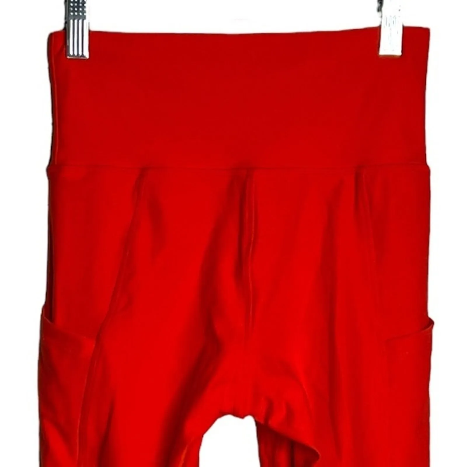 Wolven Shorts Womens Small Red Orange Pocket Bike Shorts Gym‎ Workout Athleisure - Image 4