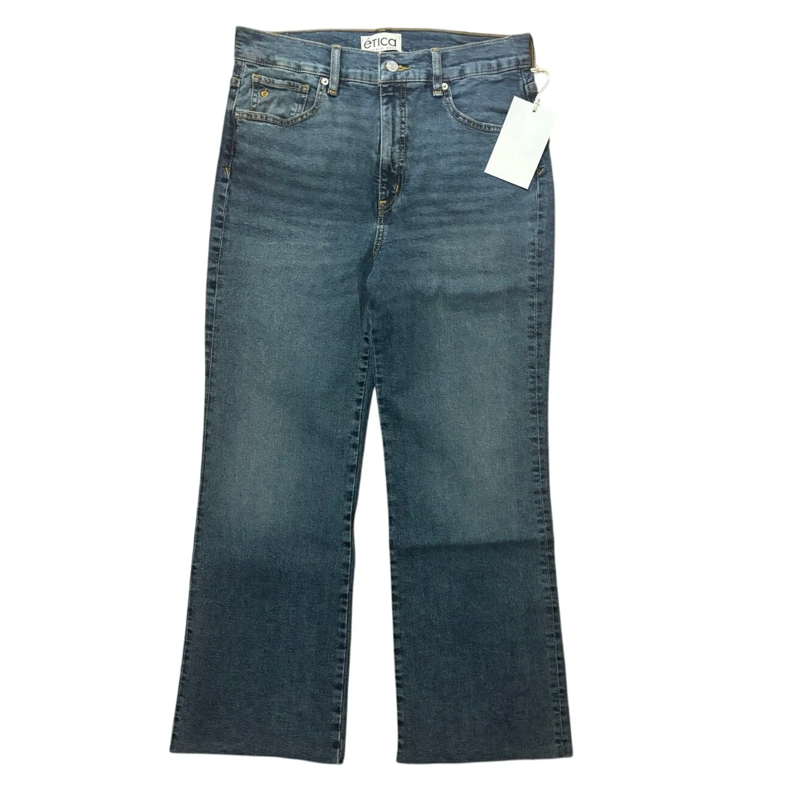 NWT Etica Anya High Waist Modern Flare Leg Crop Jeans In Northport Size 29 Blue - Image 3