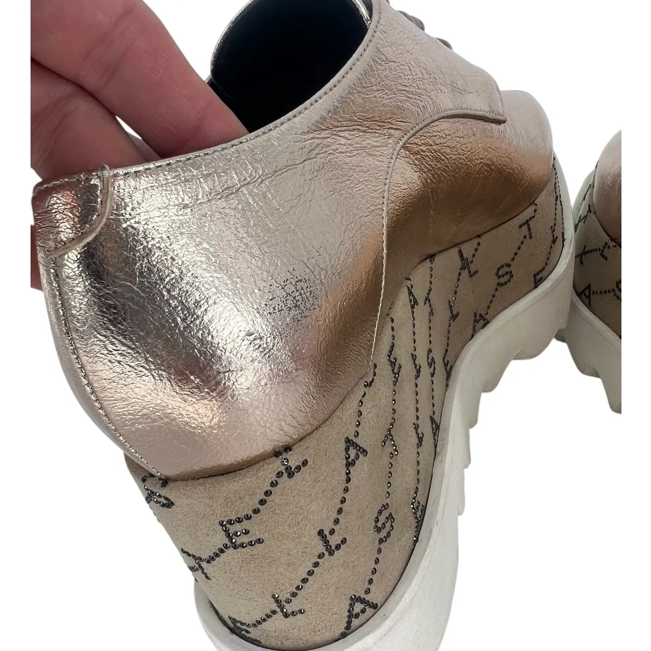 Stella McCartney Rose Gold Elyse Monogram Derbys - Image 11