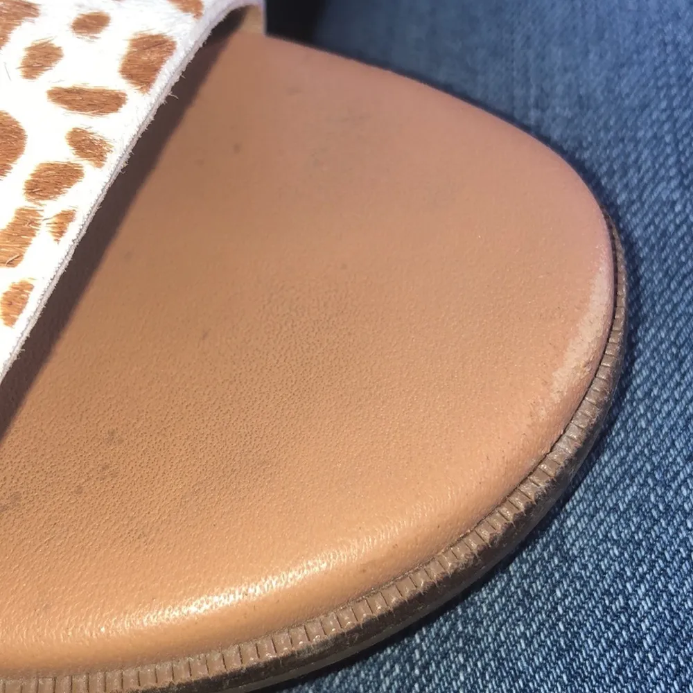 Madewell The Ilana Slide Sandal in Calf Hair size 6 seaside blue Wash leather​​ - Image 4