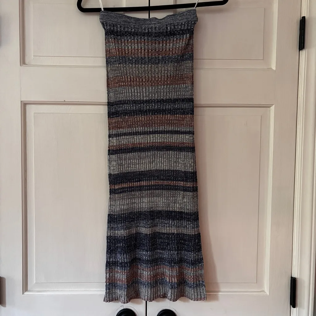 Zimmerman Wonderland‎ Melange Knit Midi Skirt Size 1 US Size 2 Sz 4 Denim Stripe - Image 12