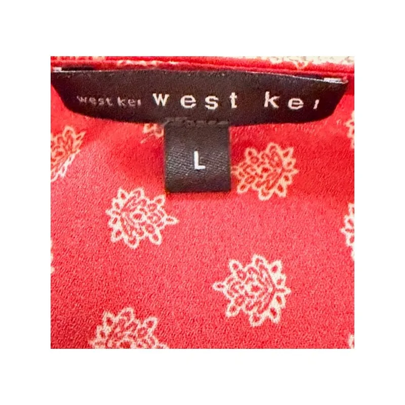 West Kei  Red Boho Print Button-Front Top – Size L - Image 5