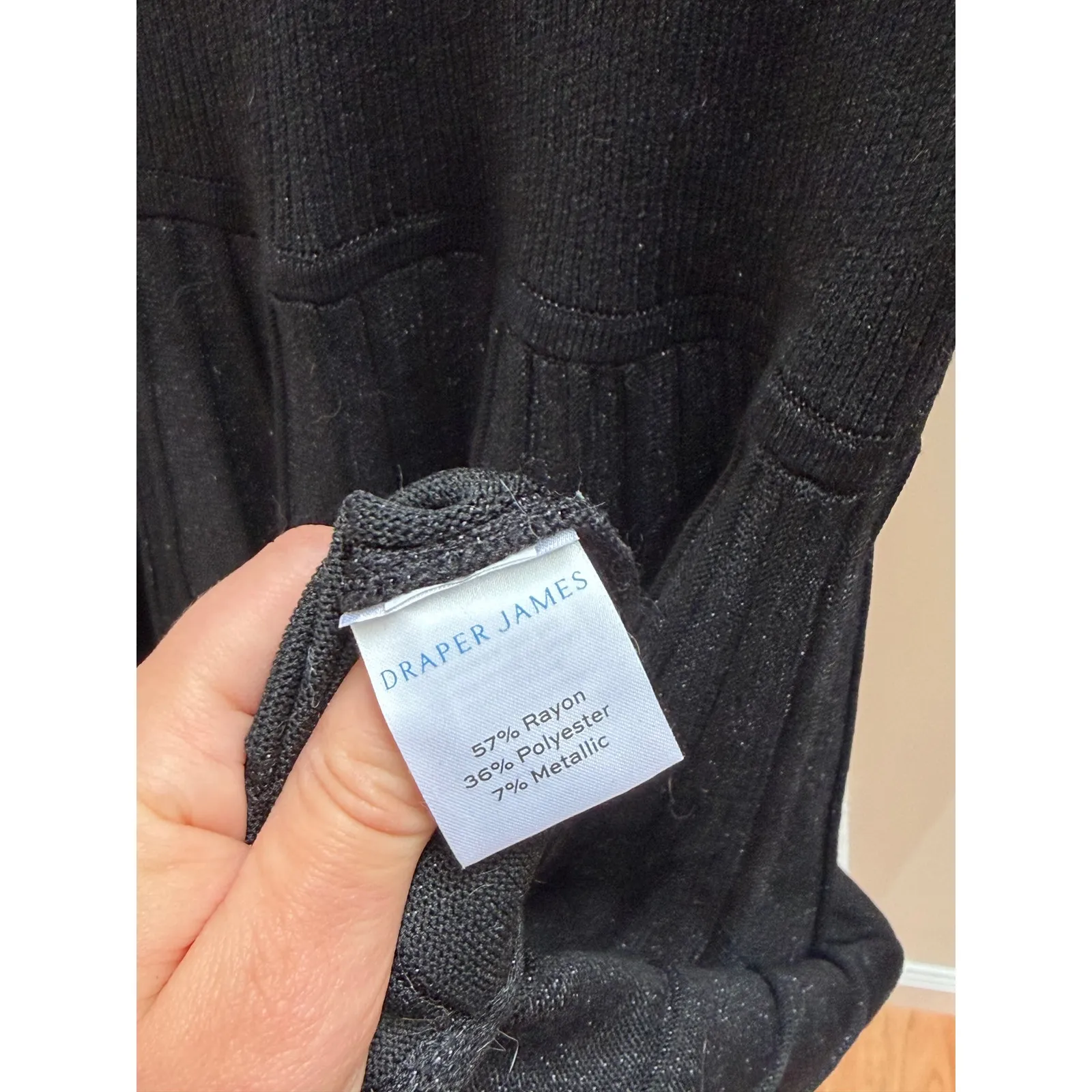 Draper James Knit Midi Dress Women Medium Metallic Black Stretch Ribbed - Image 6